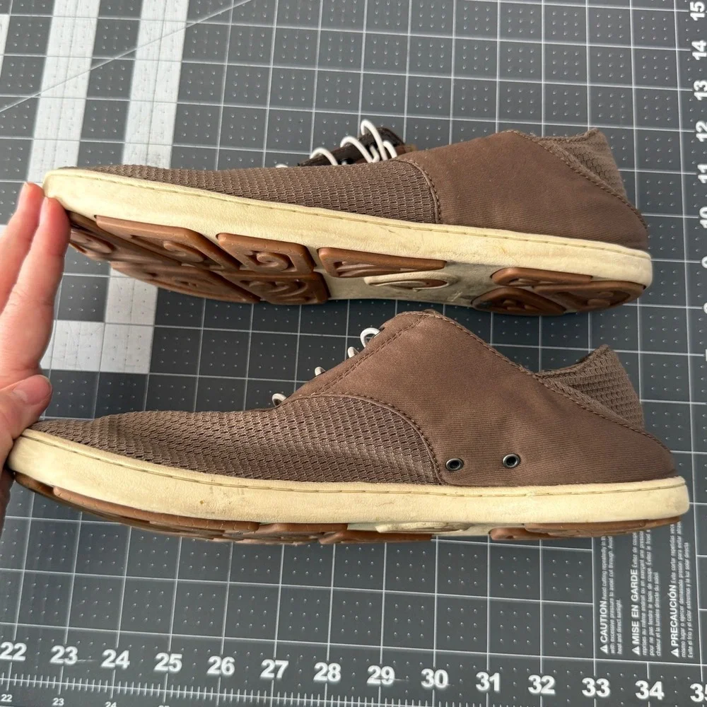 OluKai Nohea Moku Mens 9.5 Brown Slip On Boat‎ Shoes Comfort Outdoor Beachy